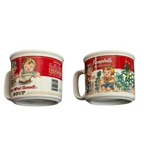 Campbell's Soup Mugs (2) M'm! M'm! Good Cup VTG 1989 & 1993 Westwood Gardening